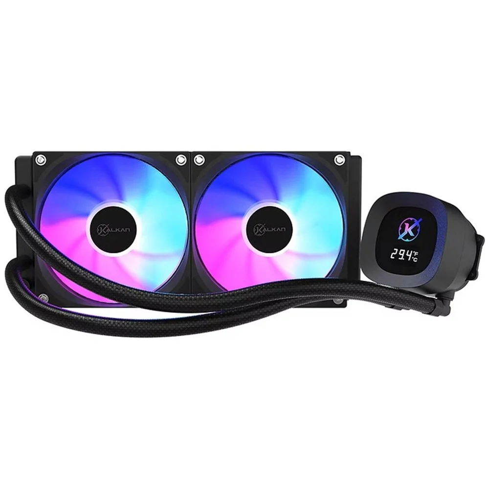 Imagem 2 de 5 do produto Water Cooler Kalkan Aura Digital 240 ARGB, 240mm, Com Display, Intel-amd, Preto, Klk00100