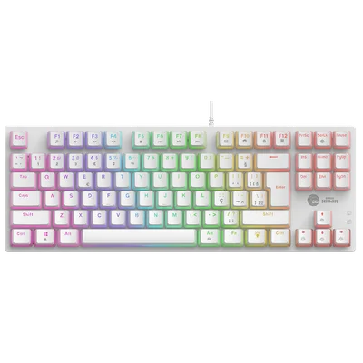 Teclado Mecânico Gamer Ninja Leap Pudim, Switch Blue, Rainbow, Abnt2, White