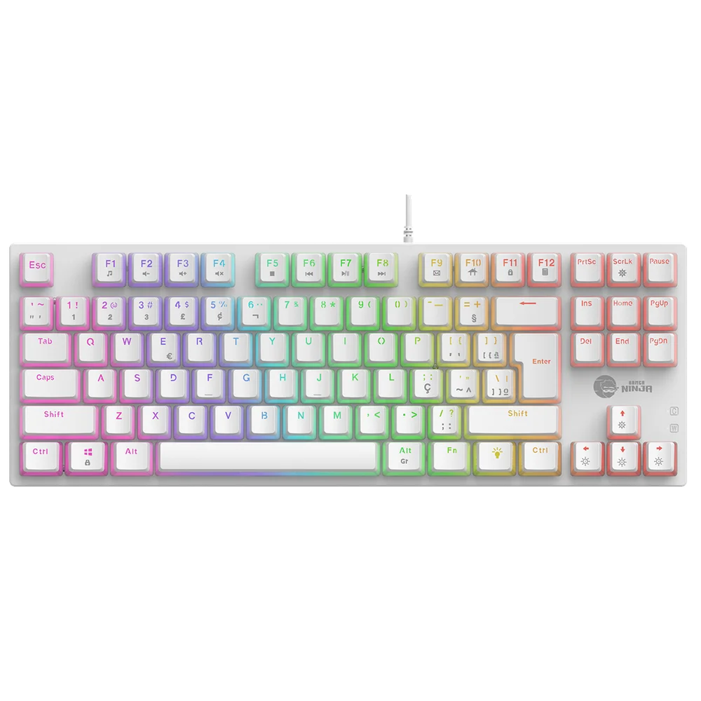 Teclado Mecânico Gamer Ninja Leap Pudim, Switch Blue, Rainbow, Abnt2, White Teclado Mecânico Gamer Ninja Leap Pudim, Switch Blue, Rainbow, Abnt2, White