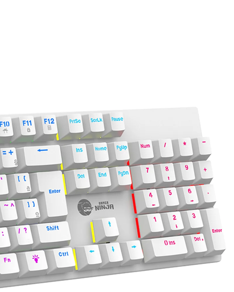 Teclado Mecânico Gamer Ninja Leap Pudim, Switch Blue, Rainbow, Abnt2, White Teclado Mecânico Gamer Ninja Leap Pudim, Switch Blue, Rainbow, Abnt2, White
