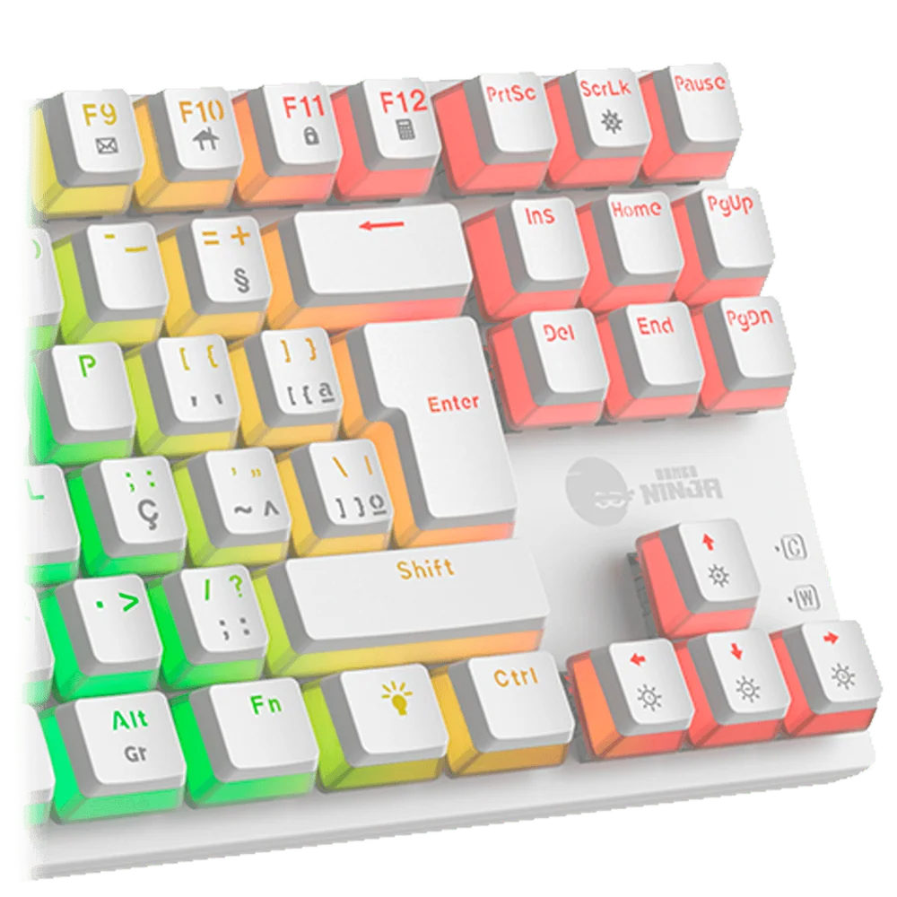 Teclado Mecânico Gamer Ninja Leap Pudim, Switch Blue, Rainbow, Abnt2, White Teclado Mecânico Gamer Ninja Leap Pudim, Switch Blue, Rainbow, Abnt2, White