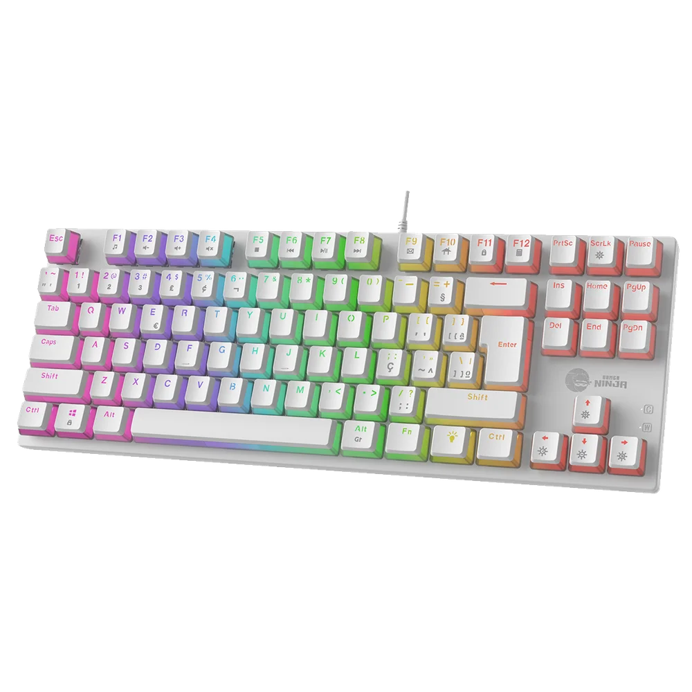 Teclado Mecânico Gamer Ninja Leap Pudim, Switch Blue, Rainbow, Abnt2, White Teclado Mecânico Gamer Ninja Leap Pudim, Switch Blue, Rainbow, Abnt2, White