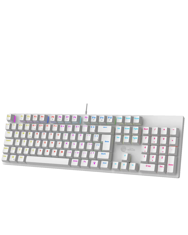 Teclado Mecânico Gamer Ninja Leap Pudim, Switch Blue, Rainbow, Abnt2, White Teclado Mecânico Gamer Ninja Leap Pudim, Switch Blue, Rainbow, Abnt2, White