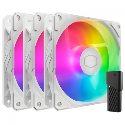 Kit Fan Com 3 Unidades Cooler Master Sickleflow Edge White Edition, ARGB, 120mm, Com Controladora, Branco, Mfx-b2dw-253p2-r2