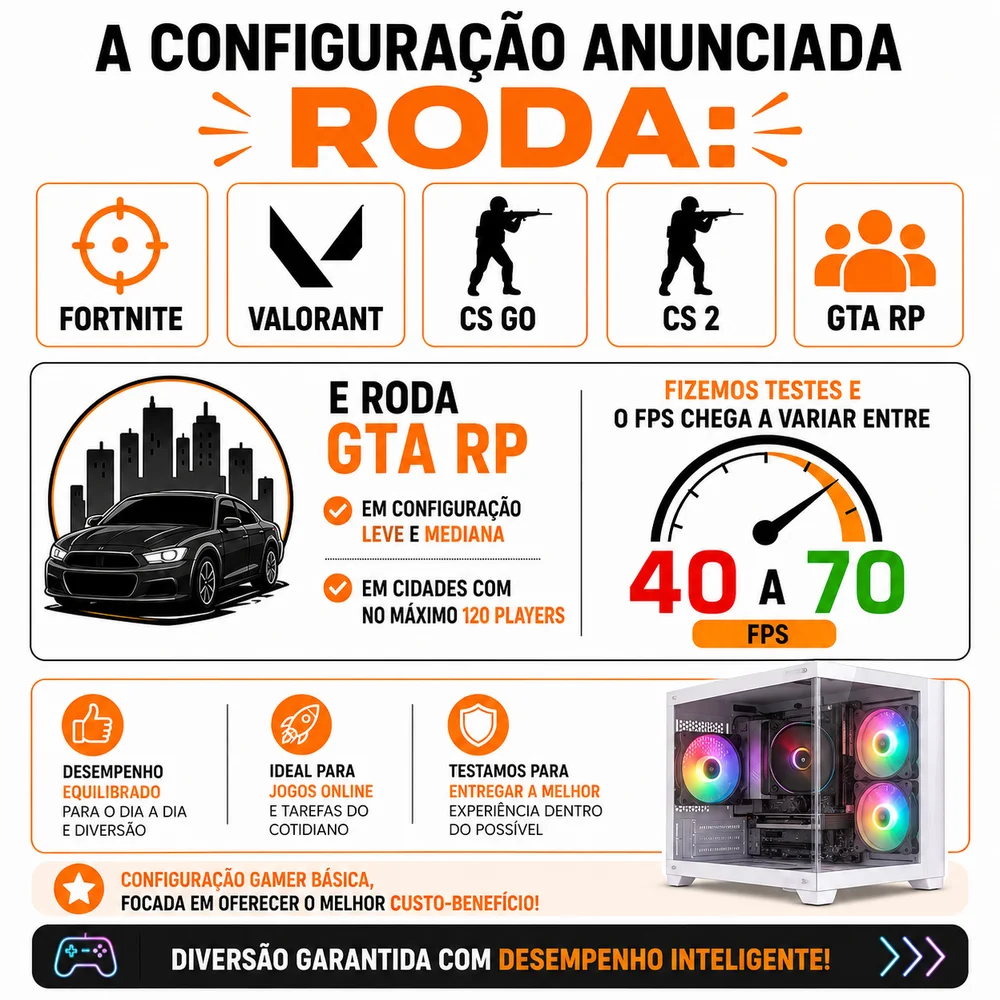 Computador Gamer I5 16gb Ram 480gb Ssd Tela 23 Rx 560 4gb Gabinete + 3 fans - view 2