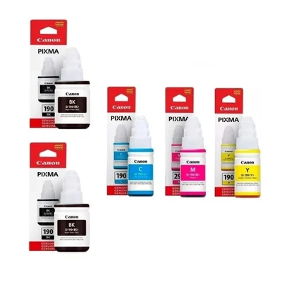 Kit 5 Tintas Gi190 Canon (2 Pretos 3 Coloridos) Gi-190 G190