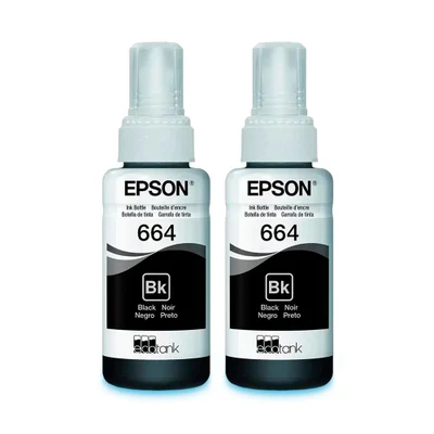 Kit 2 Tintas Pretas Epson T664 664 L395 L380 L375 L220 L455 - Refil