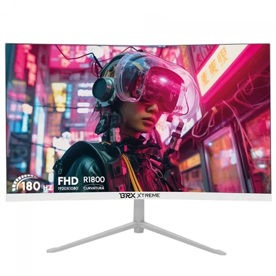 Monitor Gamer Brx Streme, 24 Pol, Full Hd, Curvo, 180hz, Va, HDMI/dp, Branco, Mcbrxx24w18h