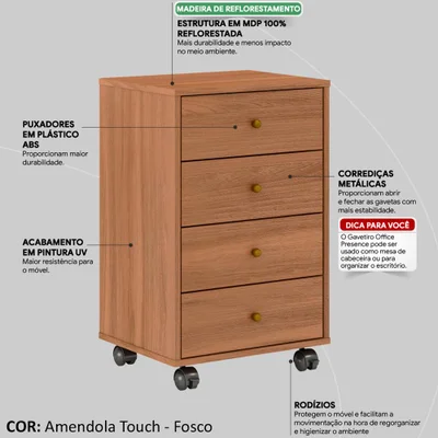 Gaveteiro Office Presence Com Rodizios 29110 Amendola Touch Demobile 15