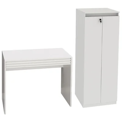 Escrivaninha E Armario Para Escritorio Me4173 Me4151 Branco Tecno Mobili
