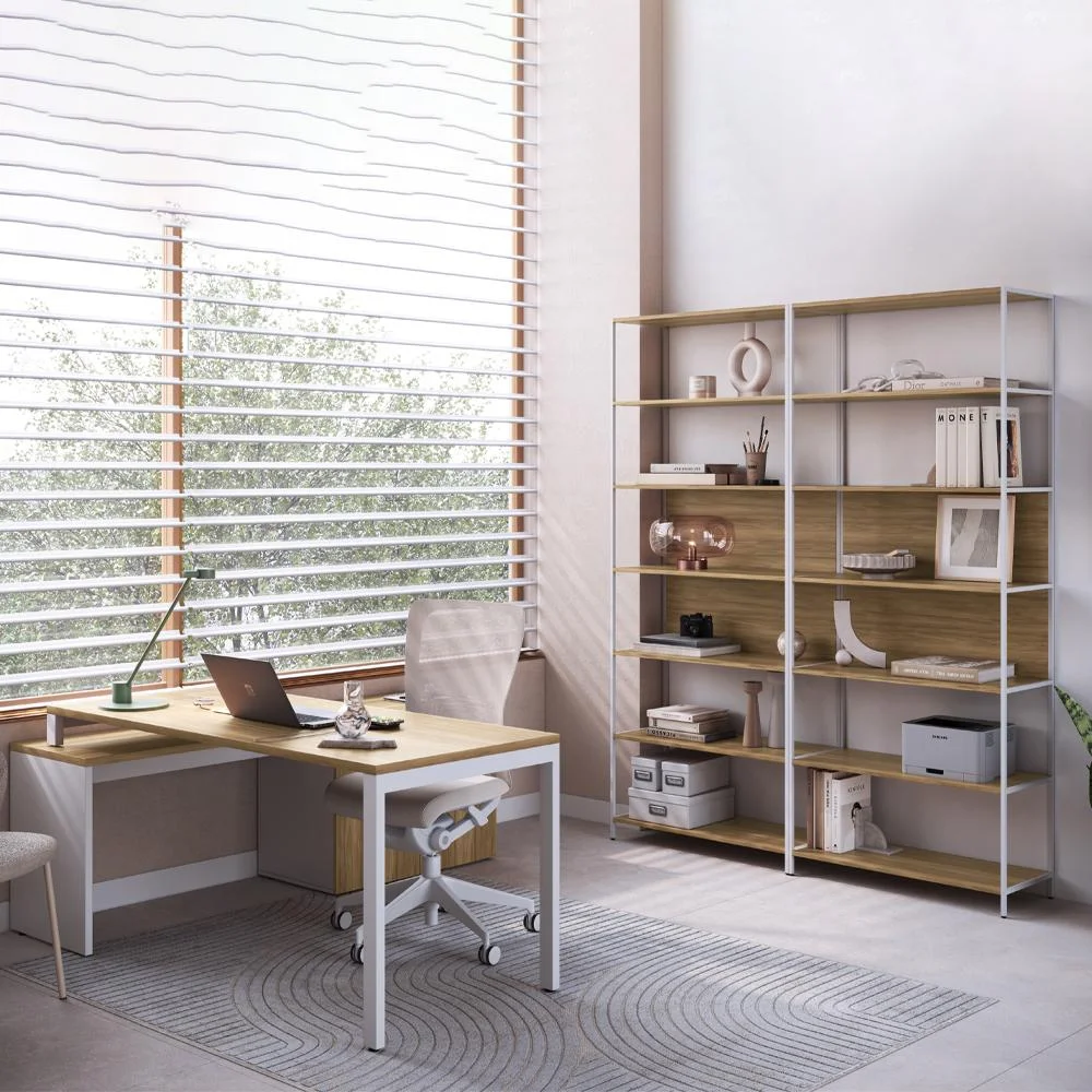 Imagem 3 de 5 do produto Conjunto Escritorio 3 Pecas Office 25910 Nogal Sevilha Branco Artesano