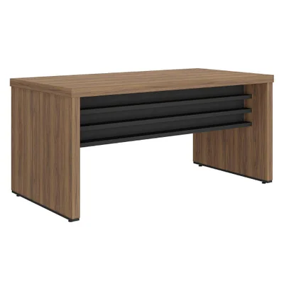 Mesa Escritorio Tampo Tamburato 159x80 Cm Nogal Preto Artany