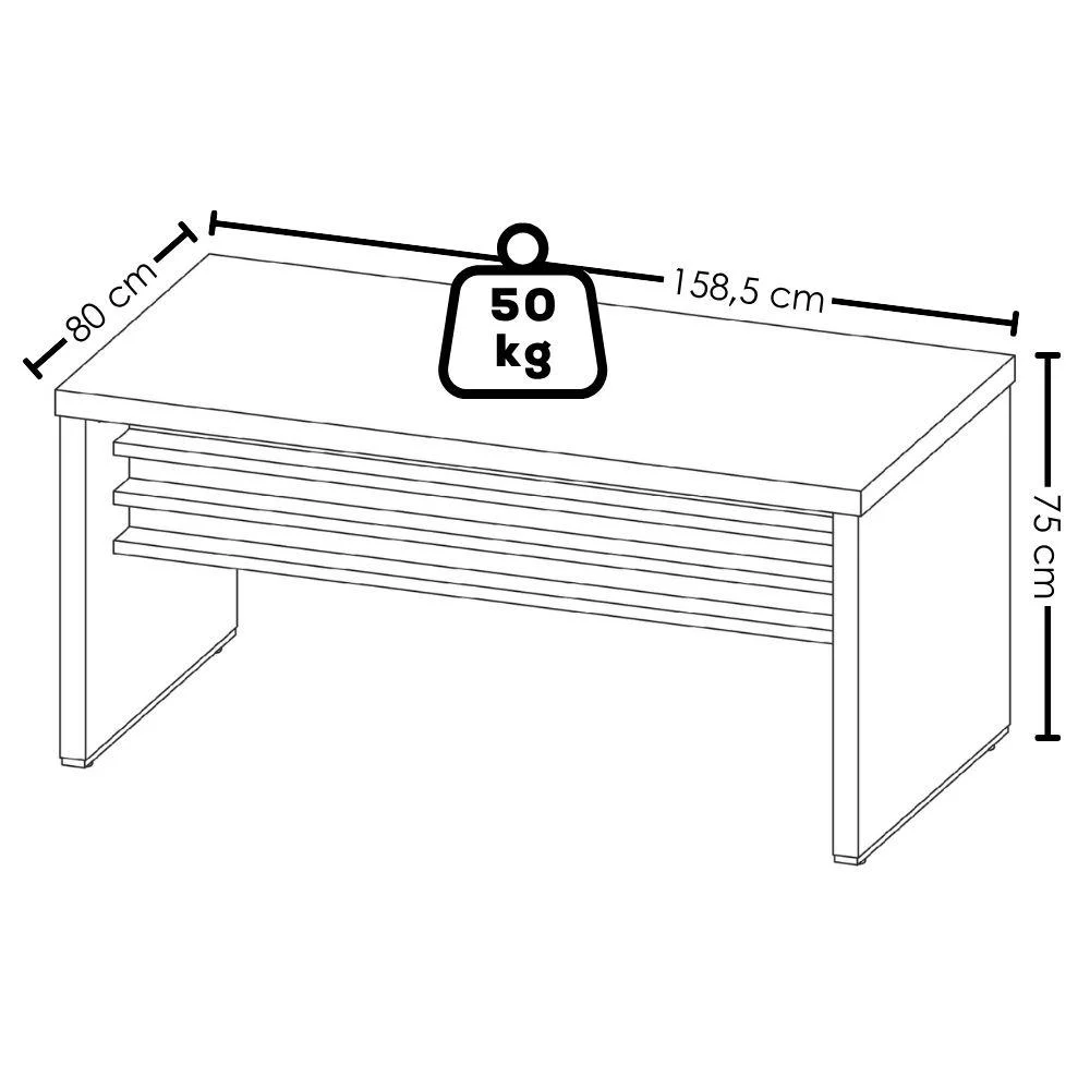 Imagem 5 de 5 do produto Mesa Escritorio Tampo Tamburato 159x80 Cm Nogal Preto Artany