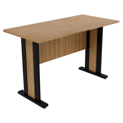 Mesa Escrivaninha Para Escritório 117 Cm Me4194 Amendoa Preto Tecno Mobili