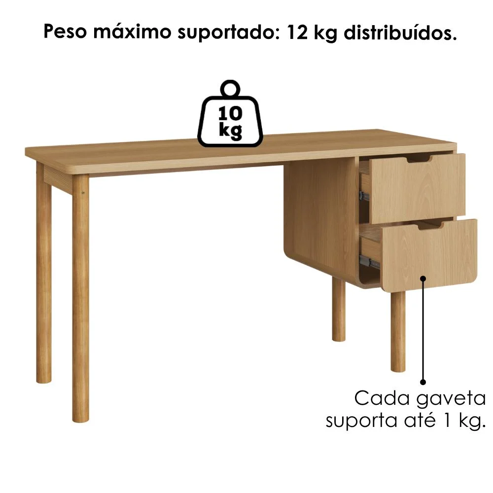 Imagem 4 de 5 do produto Escrivaninha 2 Gavetas 136 Cm Pes Madeira Maciça 28106 Hanover Artesano