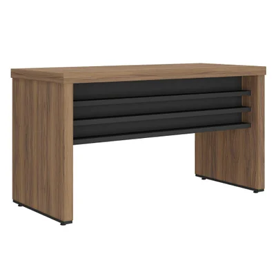 Mesa Escritorio Tampo Tamburato 136x60 Cm Nogal Preto Artany