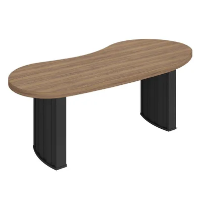 Mesa Escritorio Tampo Tamburato Organica 200x90 Cm Nogal Preto Artany