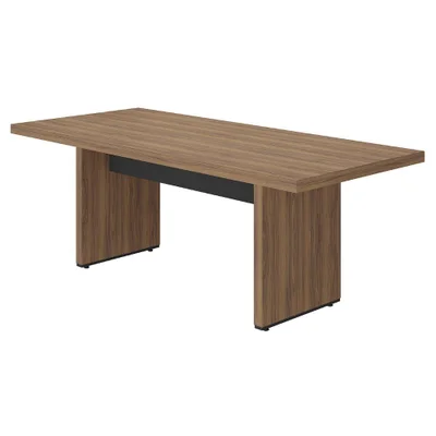 Mesa Escritorio Tampo Tamburato 205x91 Cm Nogal Preto Artany