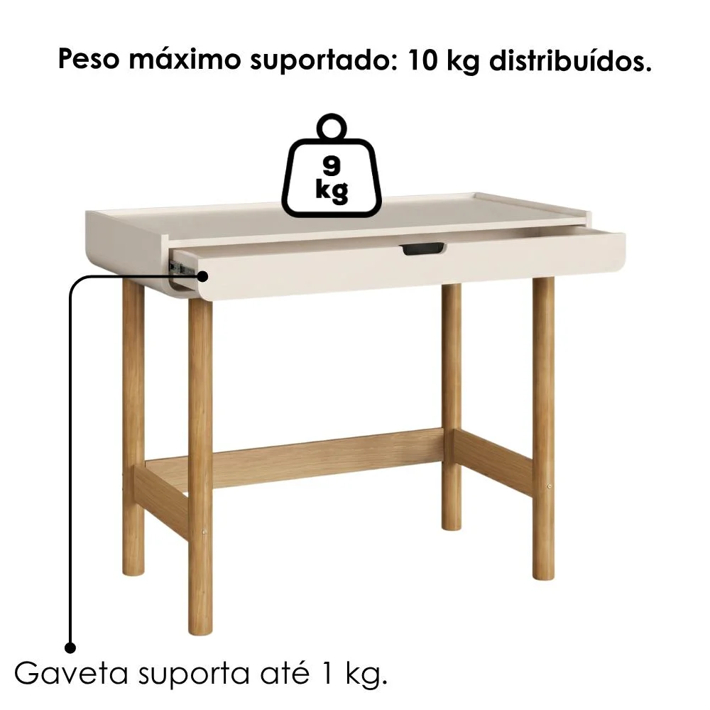 Imagem 4 de 5 do produto Escrivaninha 1 Gaveta 100 Cm 28102 Aura Off White Artesano