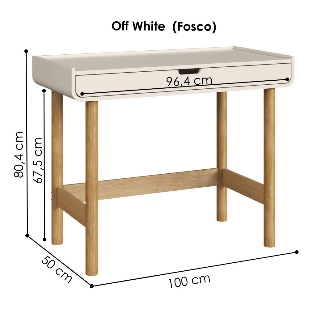 Imagem 5 de 5 do produto Escrivaninha 1 Gaveta 100 Cm 28102 Aura Off White Artesano
