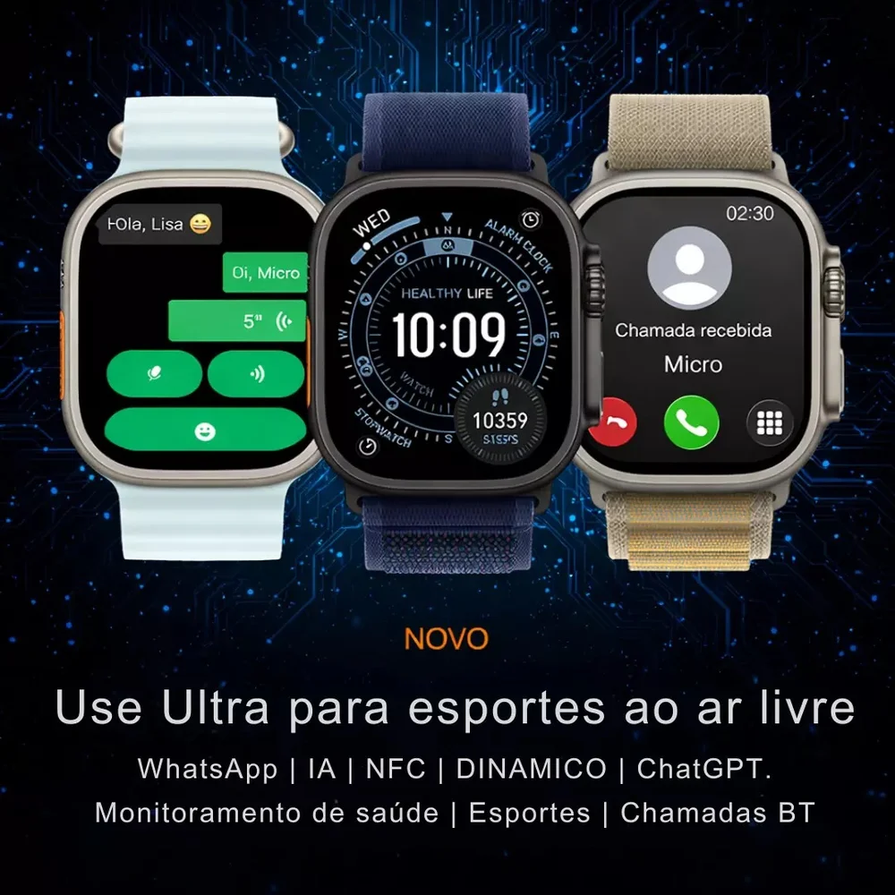 Imagem 4 de 5 do produto Smartwatch Microwear Ultra 5 Pro 49mm Serie 11 1gb Whatsapp - Preto