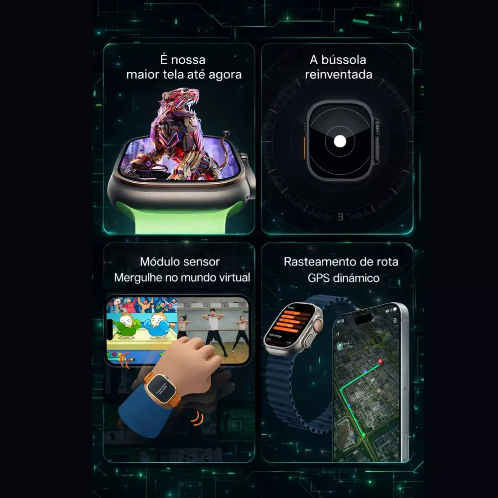 Imagem 5 de 5 do produto Smartwatch Microwear Ultra 5 Pro 49mm Serie 11 1gb Whatsapp - Preto