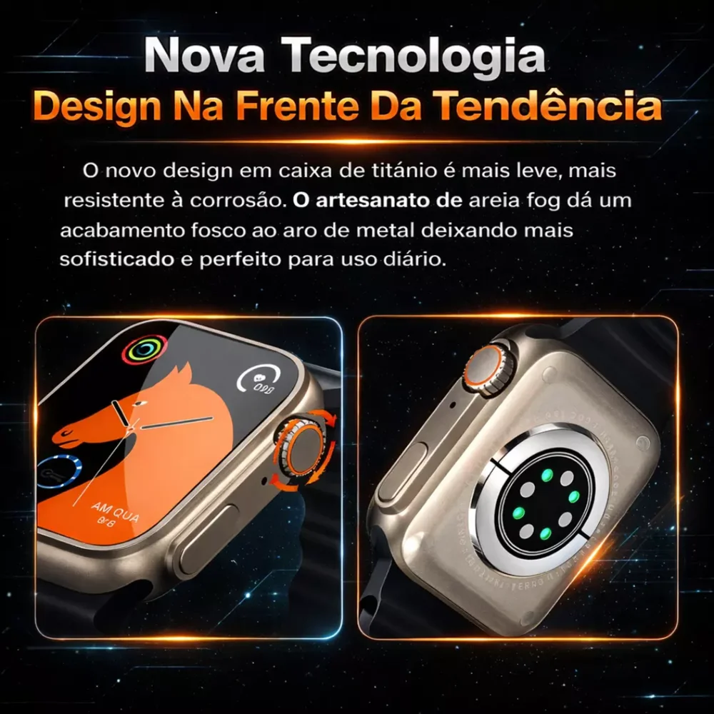 Imagem 3 de 5 do produto Smartwatch C11 Ultra 49mm Serie 11 Jogos Pulseira Extra Lançamento - Laranja