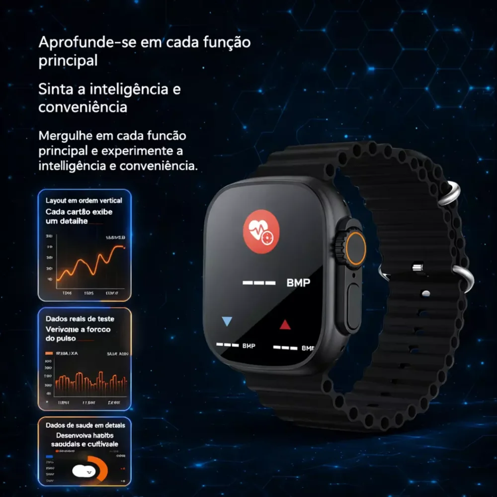 Imagem 5 de 5 do produto Smartwatch C11 Ultra 49mm Serie 11 Jogos Pulseira Extra Lançamento - Laranja