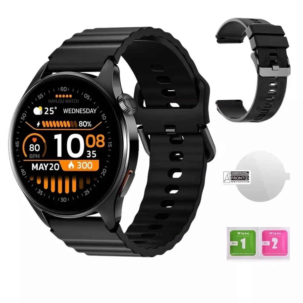 Smartwatch Haylou Watch 4s Redondo Tela AmoLED 1.43 Gps A Prova Dagua Lançamento - Preto