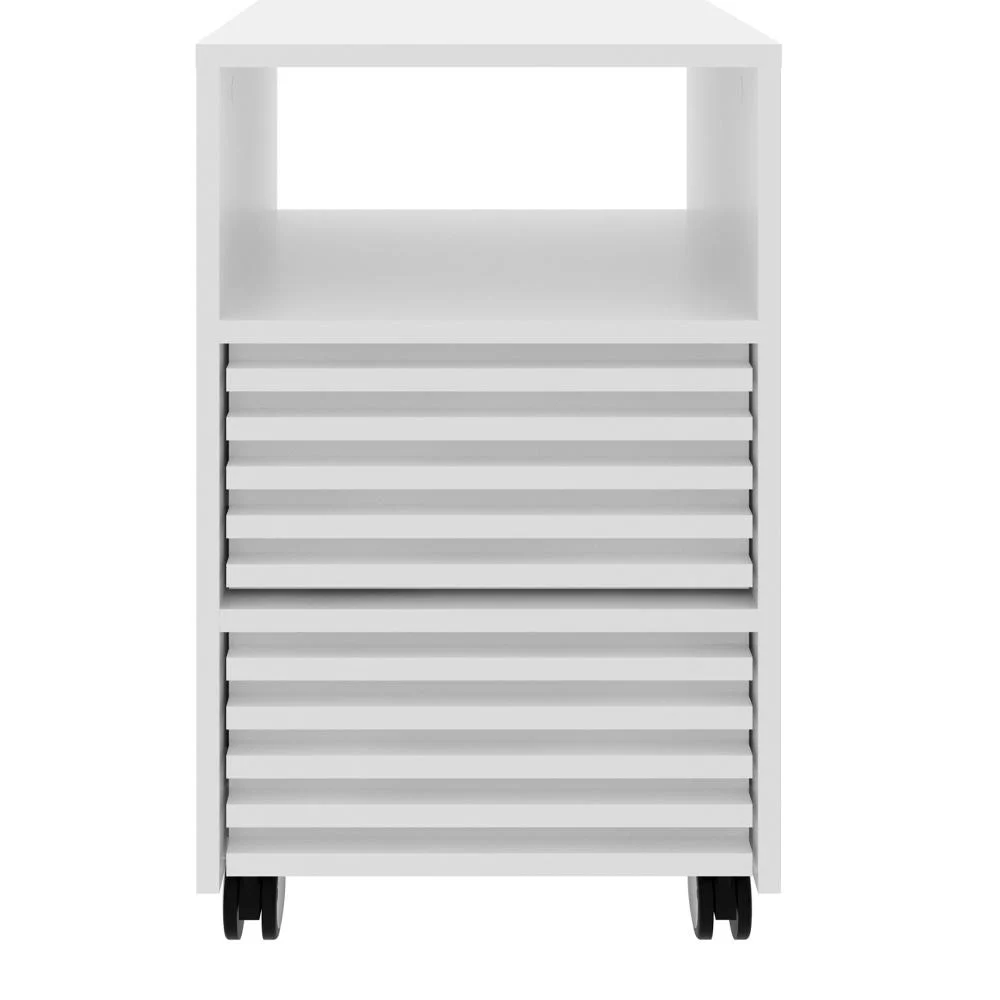 Imagem 4 de 5 do produto Gaveteiro Com Rodizio E 2 Gavetas Ripado Me4175 Branco Tecno Mobili