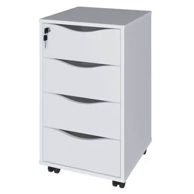 Gaveteiro 4 Gavetas Com Rodizios 40x70 Cm Branco Artany