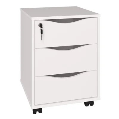 Gaveteiro 3 Gavetas Com Rodizios 40x55 Cm Branco Artany