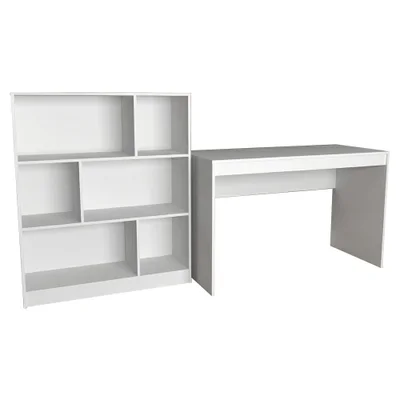 Mesa Escrivaninha E Estante Para Escritorio B28 Branco Novam