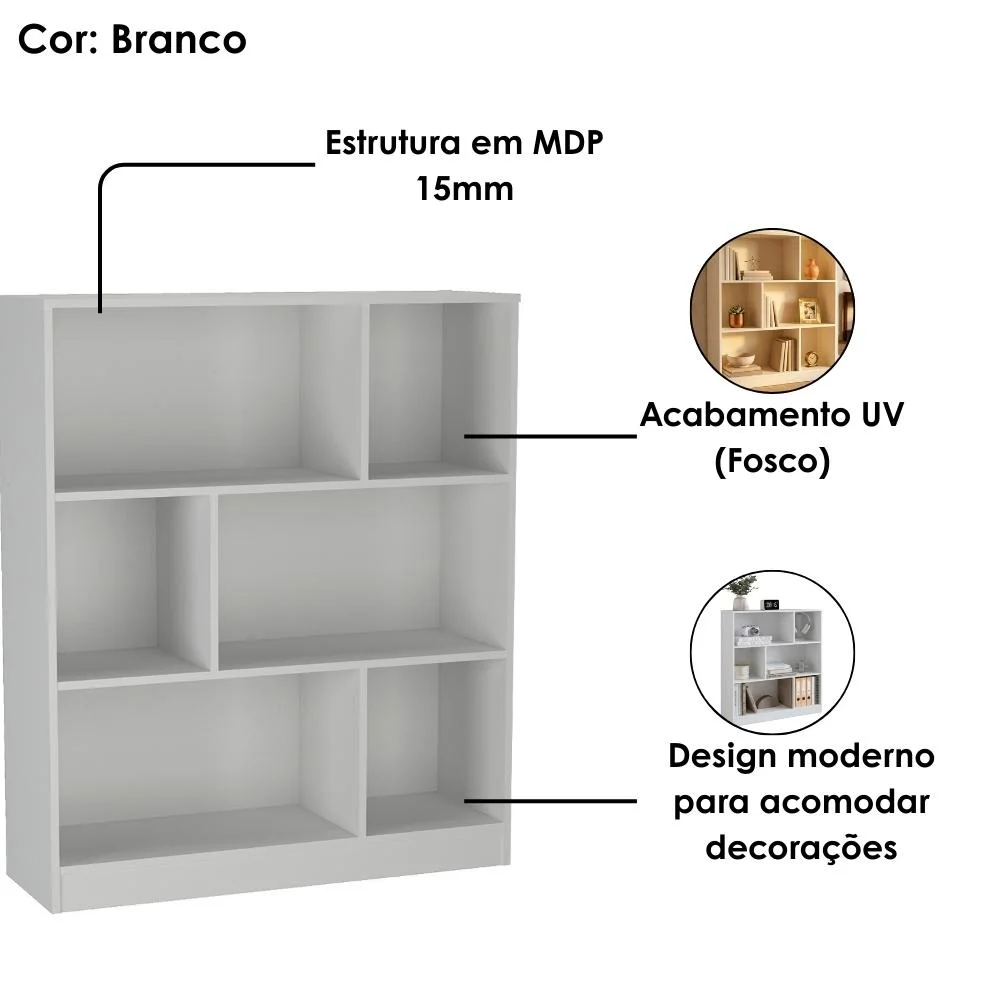 Imagem 2 de 5 do produto Mesa Escrivaninha E Estante Para Escritorio B28 Branco Novam