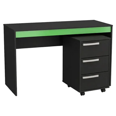 Mesa Escrivaninha E Gaveteiro Para Escritorio B29 Preto Verde Novam