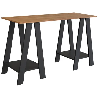 Escrivaninha Mesa Escritorio Cavalete 2 Prateleiras Mell Preto B61 Novam