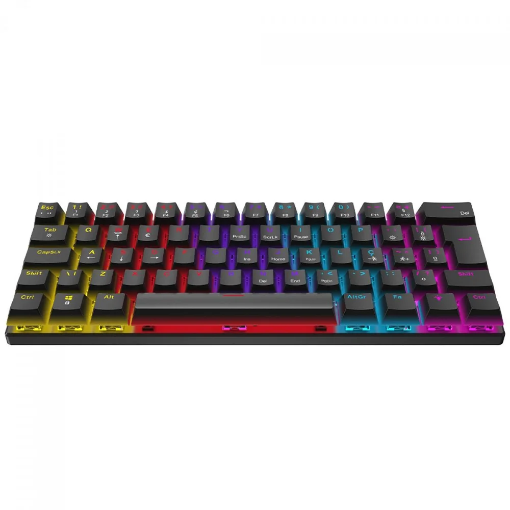 Imagem 5 de 5 do produto Teclado Mecânico Gamer Ninja Leap 60%, Switch Blue, Rainbow, Abnt2, Preto, Gn-kb-lpbl60bbuab