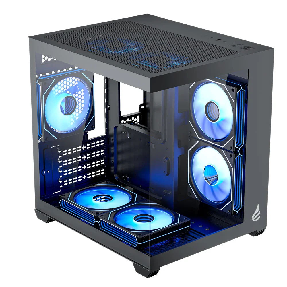 Gabinete Gamer Vingar Misterium Mini, Lateral De Vidro, Preto, 7 Fans ARGB E Controladora Gabinete Gamer Vingar Misterium Mini, Lateral De Vidro, Preto, 7 Fans ARGB E Controladora
