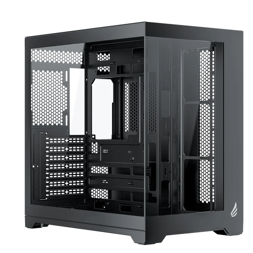 Gabinete Gamer Vingar Misterium Mid Tower S/fan, Vidro Temperado, Usb-c, Suporte Atx, Preto