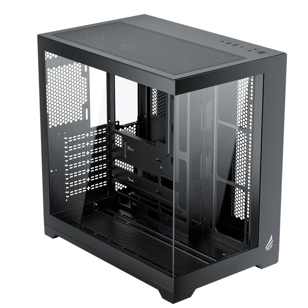 Imagem 3 de 5 do produto Gabinete Gamer Vingar Misterium Mid Tower S/fan, Vidro Temperado, Usb-c, Suporte Atx, Preto