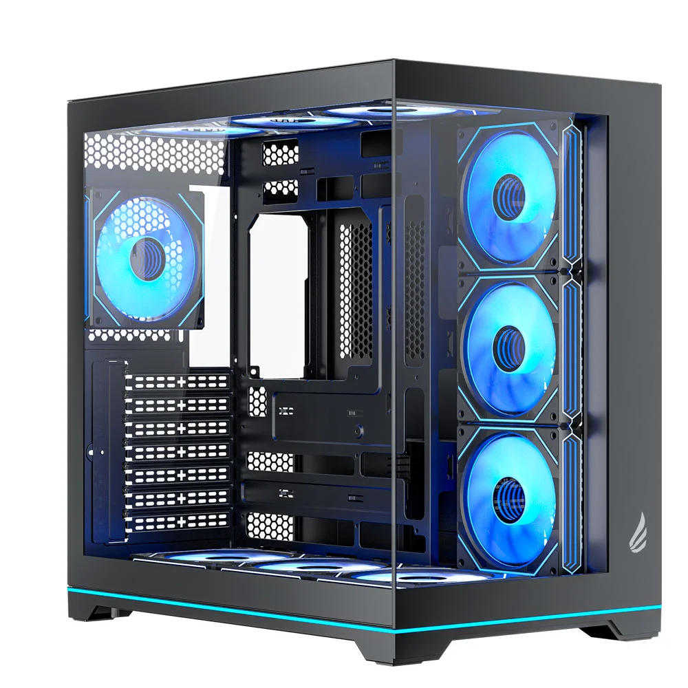 Gabinete Gamer Vingar Misterium Mid Tower ARGB 10 Fans E Controladora, Vidro Temperado, Suporte Atx, Preto
