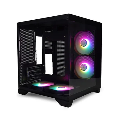 Gabinete Matx Brazilpc Gamer Aquario Bpc-240 Preto Com 4 Cooler Arco Iris Sem Fonte
