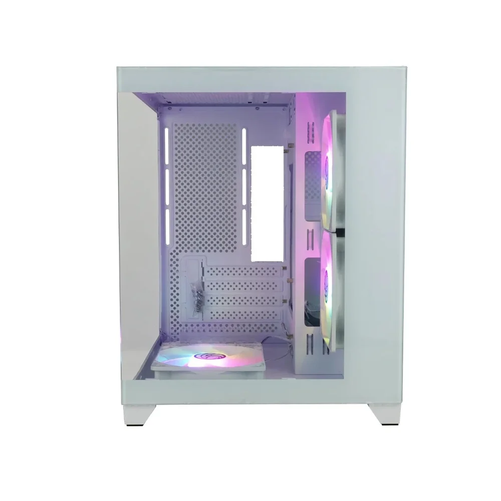 Imagem 2 de 5 do produto Gabinete Matx Brazilpc Gamer Aquario Bpc-240 Branco Com 3 Cooler Arco Iris Sem Fonte