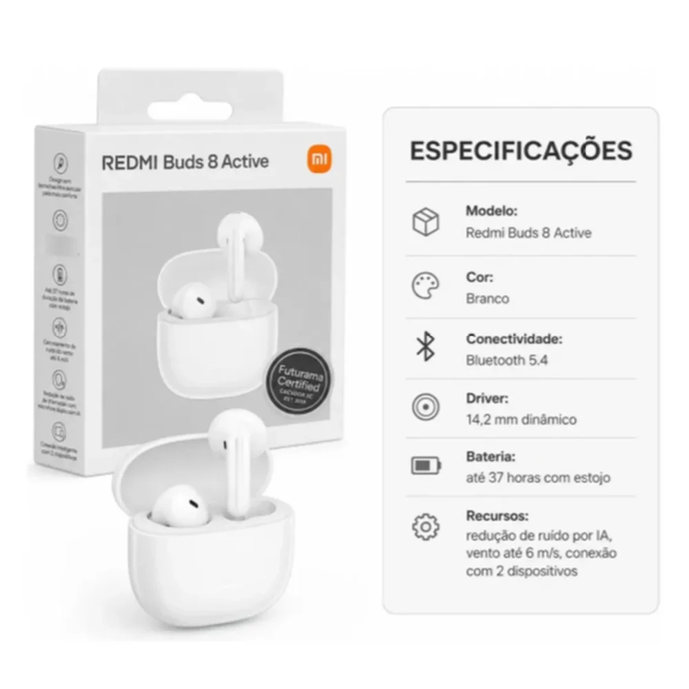 Fone Redmi Buds 8 Active Branco - view 2