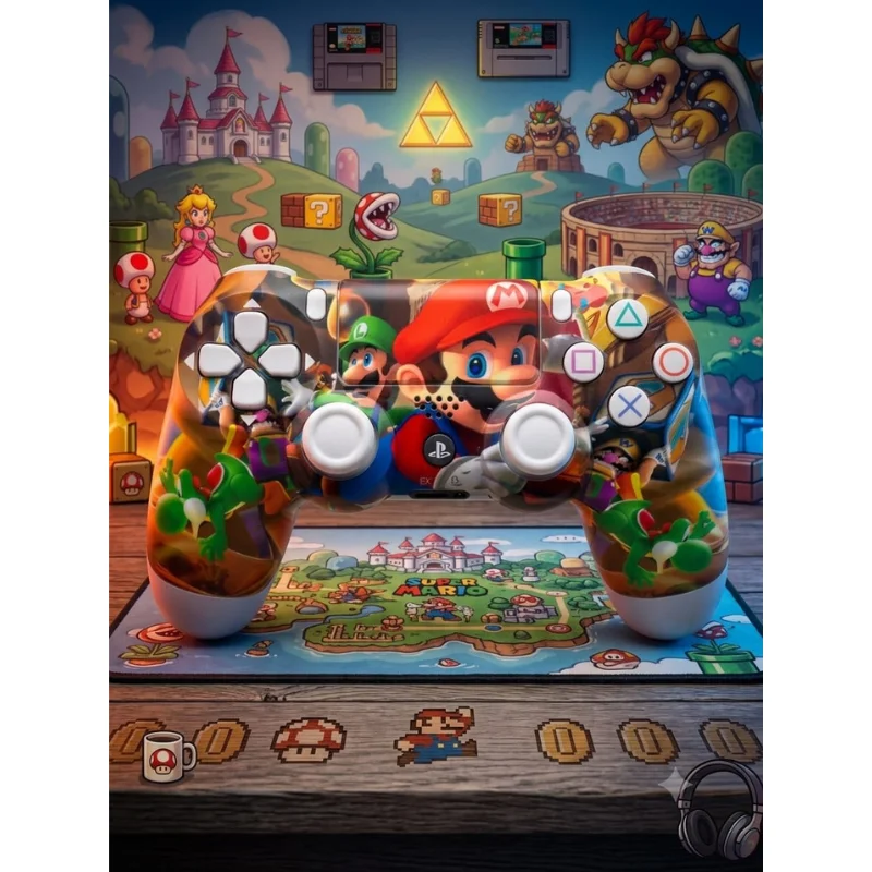 Controle Sem Fio Compatível Com Play4 Ps4 Playstation 4 / Slim / Pro / PC E Smart Tvs Samsung Personalizado Mario E Luid Controle Sem Fio Compatível Com Play4 Ps4 Playstation 4 / Slim / Pro / PC E Smart Tvs Samsung Personalizado Mario E Luid