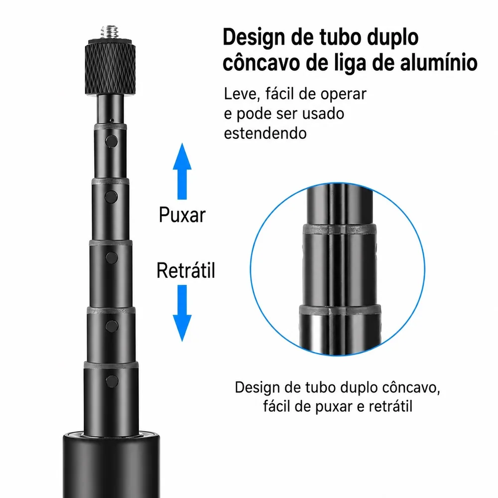 Bastão Selfie com Tripé para Câmeras 360º Insta360 GoPro DJI Akaso - FUNPro