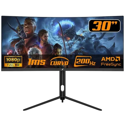 Monitor Gamer Superframe Elegance Series, 30 Pol, Curvo, Ultrawide, Full Hd, Va, 1ms, 200hz, Freesync, HDMI/dp, Preto, Sfef-3015-b