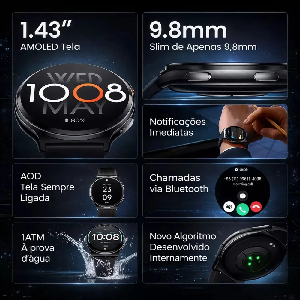 Imagem 3 de 5 do produto Smartwatch Haylou Solar Lite 2 AmoLED - Prata