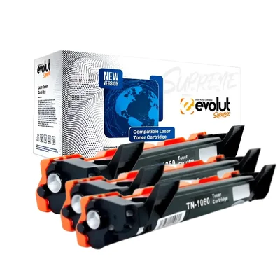 Kit 3 Cartuchos De Toner Evolut Supreme Compativel Brother Tn1060 Preto
