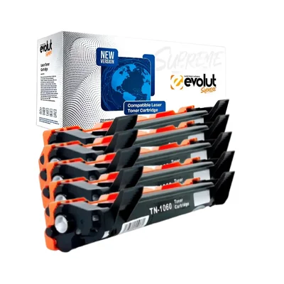 Kit 5 Cartuchos De Toner Evolut Supreme Compativel Brother Tn1060 Preto
